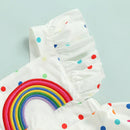 Toddler Baby Girls Summer Romper Dress Cute Rainbow Dots Pattern Ruffle Sleeve Cross Backless Jumpsuits And Headband