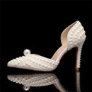 Full Pearl High Heel Sandals Women's Fine Heels Wedding Dress Bridal Party Summer Women Shoes