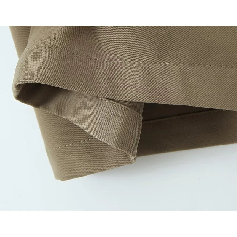 Low Waist With Belt Safari Midi Skirt Women Vintage Pocket Straight Skirts