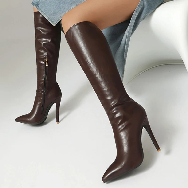 Women's Knee High Boots Winter Shoes  Heeled Long Boot Ladies Footwear