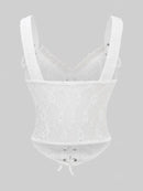 Gothic Corset  Lace-up Textured Lace Trim Ruffles Textured Corset Tops