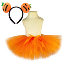 Girls Orange Pumpkin Skirts Baby Ballet Tulle Pettiskirts with Halloween Cosplay Party Costumes Skirt