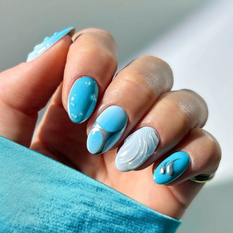 24pcs Sweet False Nail Sets Macarons Design Oval Press on Fake Nails Art Summer Datachable Almond Nails Tips
