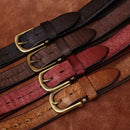 Genuine Leather Belt for Men Thick Copper Buckle Jeans Casual Belts Waistband Retro