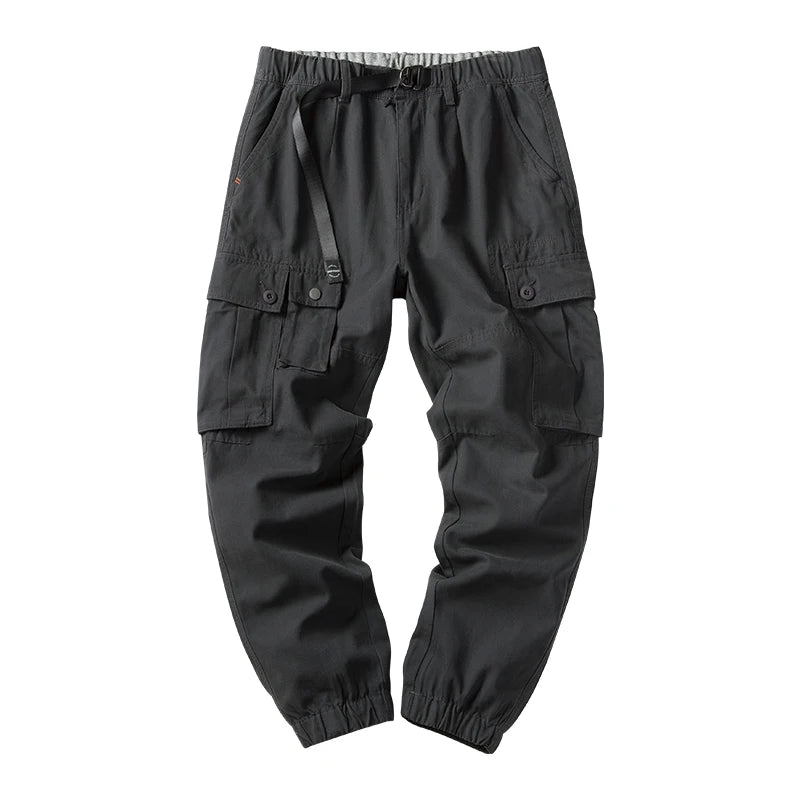 Trousers - Men Cotton Tapered Utility Cargo Pants Casual Style with Multi-Pockets