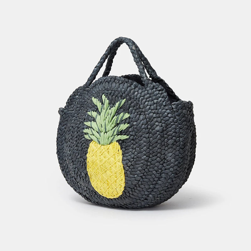 Straw Women Handbags Round Corn Husk Woven Hand Bags Handmade Summer Beach Bag Tote Purses