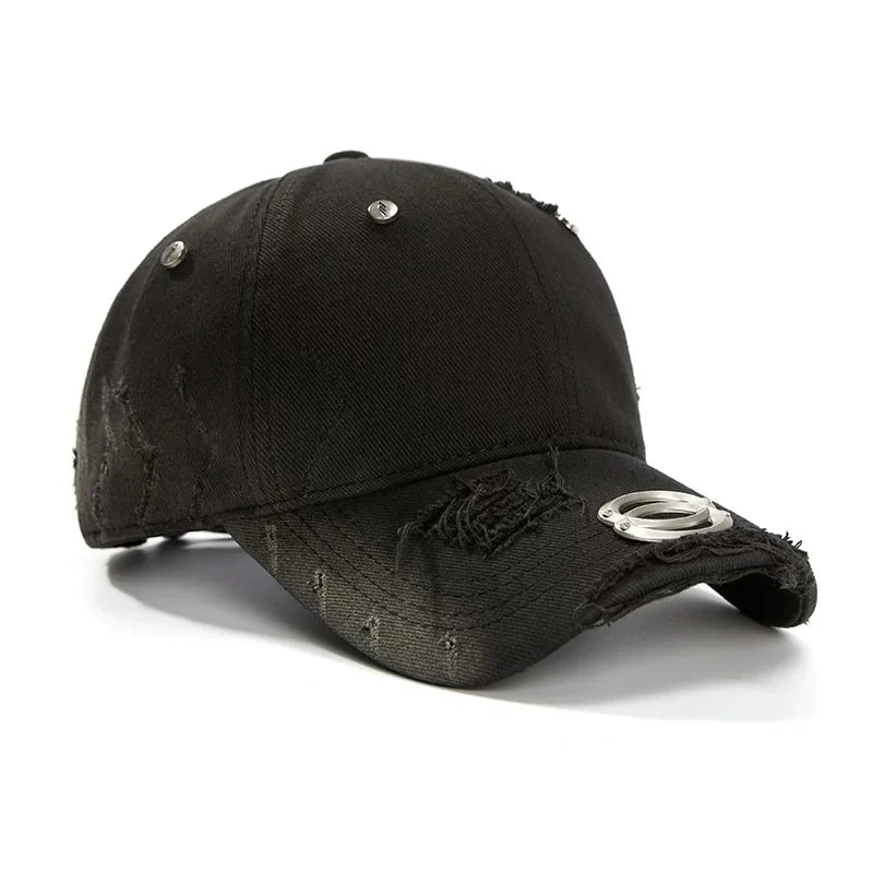Ripped Baseball Cap Punk Rock Denim Hat Street Casual Casquette