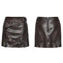 Women's Punk Leather Short Skirt Daily A-Line Handsome Mini Skirts Two Colors Available Women Clothing