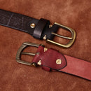Genuine Leather Belt for Men Thick Copper Buckle Jeans Casual Belts Waistband Retro