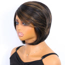 Mannequin head with a short, styled wig on a white background, Obroi