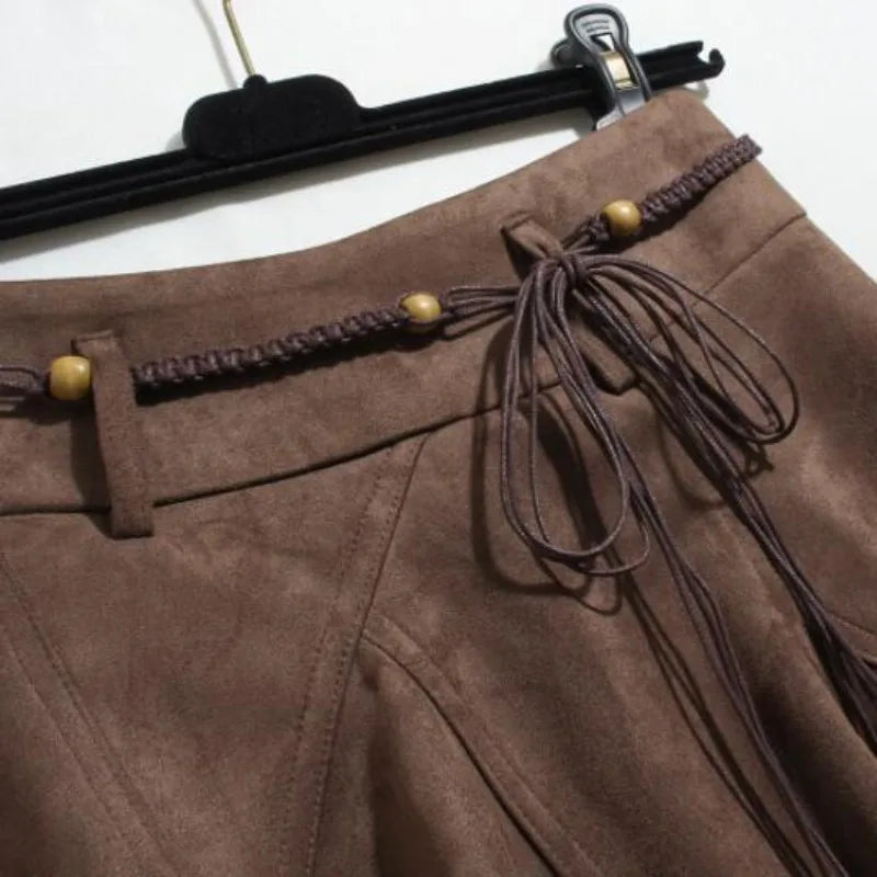 Women's Skirt Summer Clothing Irregular Skirt Pleated Belts Beading Clothing Design Short Skirts