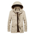 Winter Fleece Parkas Men Cotton Army Green Windbreaker Coat Male Detachable Hood Jacket Man