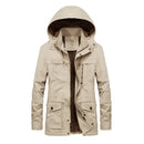 Winter Fleece Parkas Men Cotton Army Green Windbreaker Coat Male Detachable Hood Jacket Man