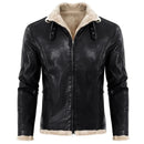 Men Jacket Faux Fur Coats Leather Vintage Men Motorcycle Biker Jacket