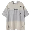 Vintage Hole Ripped Patchwork Couple T-Shirt Hip Hop Streetwear T Shirt Loose Men Women Cotton Tops Tees
