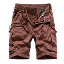 Brown cargo shorts on a white background, Obroi