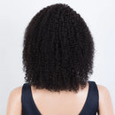 Kinky Curly Human Hair Wigs With Bangs Natural Black Jerry Curly Short Bob Wig For Women Friendly for Beginner