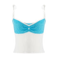 Women Crochet Knit Crop Camis Pearl Backless Top Sleeveless Lace-up Beach Camisole Trendy Streetwear