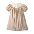 Kids Lace Collar Clothes Summer Children Short Sleeve Birthday Dress Poplin Lace Collar Girls