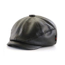 Black leather cap on a white background, Obroi