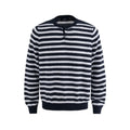 Knitted Striped Sweater Mens Autumn Winter Casual Henley Collar Loose Long Sleeve Pullover Man