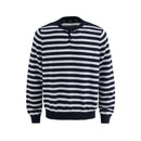 Knitted Striped Sweater Mens Autumn Winter Casual Henley Collar Loose Long Sleeve Pullover Man