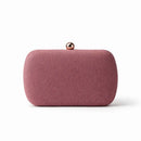 Pink clutch bag with a gold clasp on a white background, Obroi