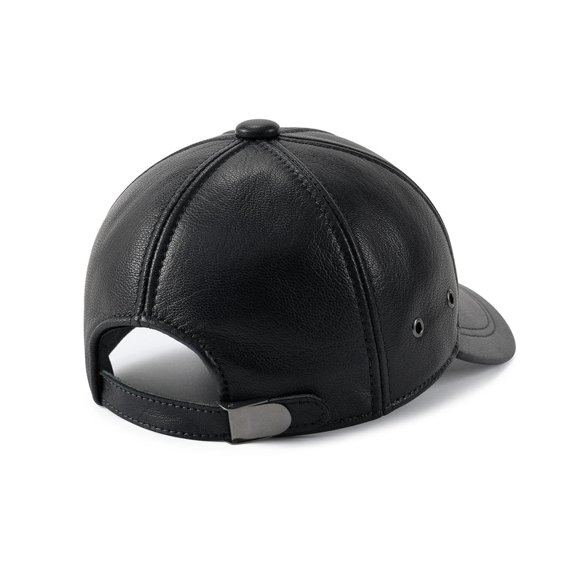 Men's Adjustable Baseball Cap Winter Driving Hat Genuine Leather