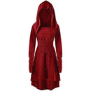 Women Hooded Robe Lace Up Pullover Long Hoodie Dress