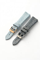Vintage Denim Watch Strap, Soft Blue Gray Quick Release Band, 18–22mm