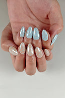 10pcs Handmade Pink Blue Polka Dot Press on Nails Almond Short Wearable Reusable Sweet Nails