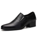 Men Dress Shoes Slip On Pointed Toe Leather Classic Men Formal Oxfords Black