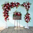 Customized Wedding Stage Arch Flowers Burgundy Series Floral Arrangement Outdoor Wedding Backdrop