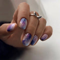 Blue Purple Starry Sky Stars Nail Art False Nails Detachable Finished Fake Nails Press on Nails