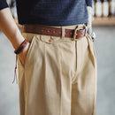 Casual Pants Tapered Two-color Zipper Fly Straight Trousers for Men's Autumn