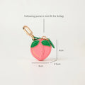 Mini fruit Coin Purse genuine leather Charm with Keychain Sweet peach mini pouch for airtag women girl gift