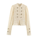 Summer Women's Elegant 2 Pcs Sets Knot Button Lace Jacket Coat Tops Lady Chic Dresses Outfit