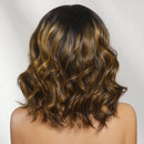 7x5 Lace Balayage Highlight Body Wave Bob Wig Pull & Go Drawstring Glueless Human Hair Wig