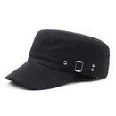 Washed Cotton Army Cap – Adjustable Flat Top Visor Hat