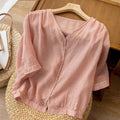 Lightweight Shirt Women Simple Literary Retro Coat Summer Lightweight Women Loose Top