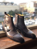 Handmade Buckle Leather Outsole Boot Full Grain Calf Leather Men Official Dress