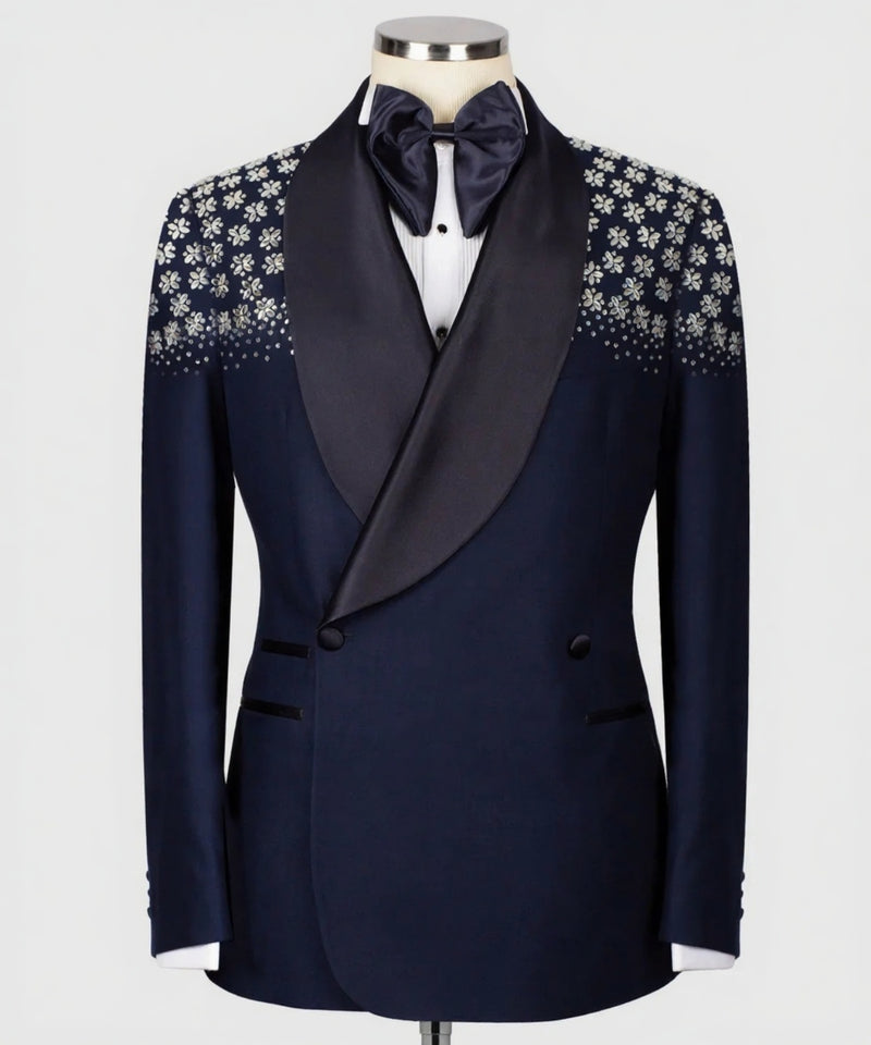 Tuxedos Slim Fit Shawl Lapel Male Prom Blazers 2 Pieces Sets