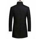 Winter Woolen Wool Mens Stand Collar Long Coats High-end Fashion Boutique Thick Warm Pure Color Windbreaker Male Jacket