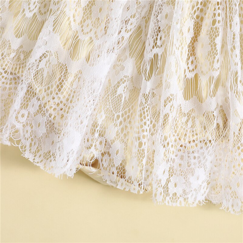 Toddler Newborn Baby Girls Summer Romper Dress Clothes Casual Floral Lace Cutout Sleeveless Jumpsuit Ruffle Playsuits