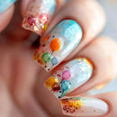 Colorful nail art with balloons on a light background, Obroi