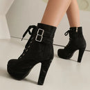 Elegant Female Ankle Boots Round Toe Heels