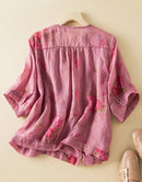 Summer Blouse Shirt Short Sleeve V-Neck Button Elegant Office Ladies Women Casual Loose Tops Elegant