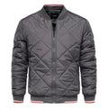 Autumn Winter Jacket Men Stand Collar Red Stripe Sleeve Zipper Casual Cotton Padded Coats