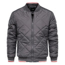 Autumn Winter Jacket Men Stand Collar Red Stripe Sleeve Zipper Casual Cotton Padded Coats
