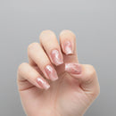 Hand with pink nail polish on a white background, Obroi